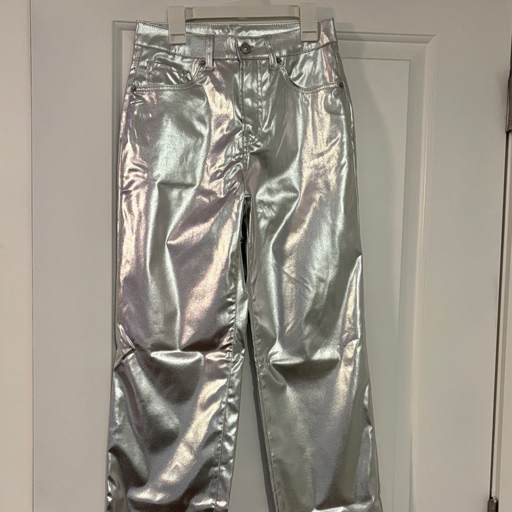 Divided Metallic Silver Straight Leg Jeans